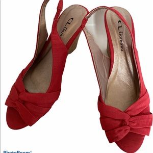 CL Laundry Pinkish Red Slingback Heels Size 9M